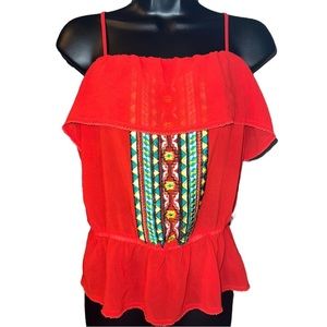 Flying Tomato Embroidered Ruffled Cami, Size L